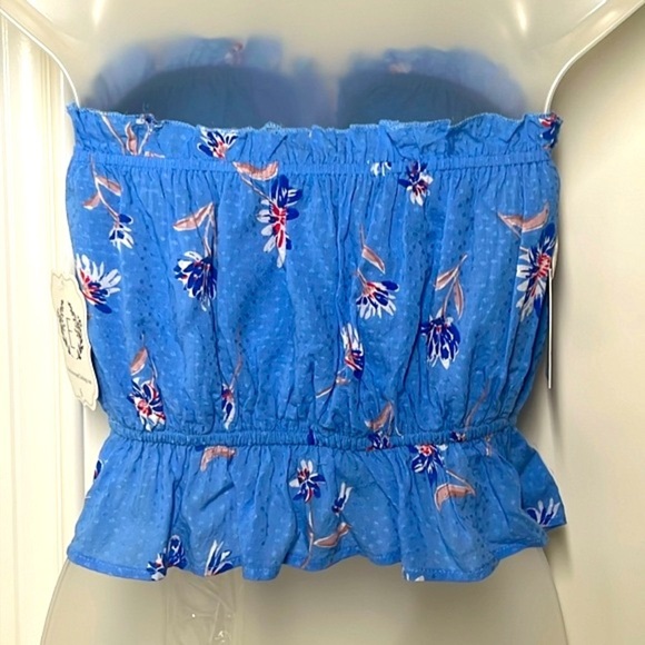 Honey Belle Blue Flowered Crop Top Size Small Juniors NWT - Picture 2 of 5